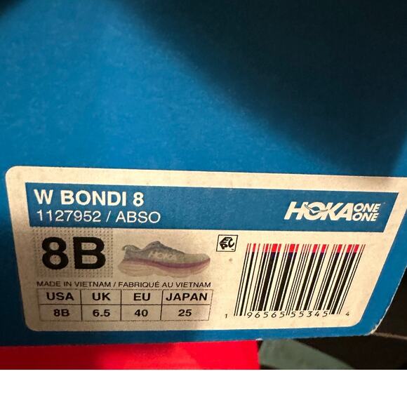 EUC Women's HOKA Bondi 8 Blue/Pink/Purple 1127952-ABSO SZ 8 (comes with box) - Picture 9 of 9